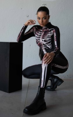 Bloody Skeleton Halloween Costume Women, Get Your Spooky Vibes with This Halloween full Body Suit