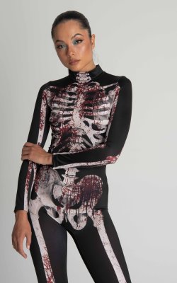 Bloody Skeleton Halloween Costume Women, Get Your Spooky Vibes with This Halloween full Body Suit