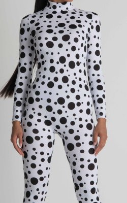 Funky Black and White Polkadot Sexy Bodysuit for Women
