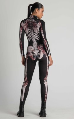 Bloody Skeleton Halloween Costume Women, Get Your Spooky Vibes with This Halloween full Body Suit