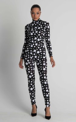 Polkadot Sexy Bodysuit - Edgy Black and White Design