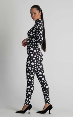 Polkadot Sexy Bodysuit - Edgy Black and White Design