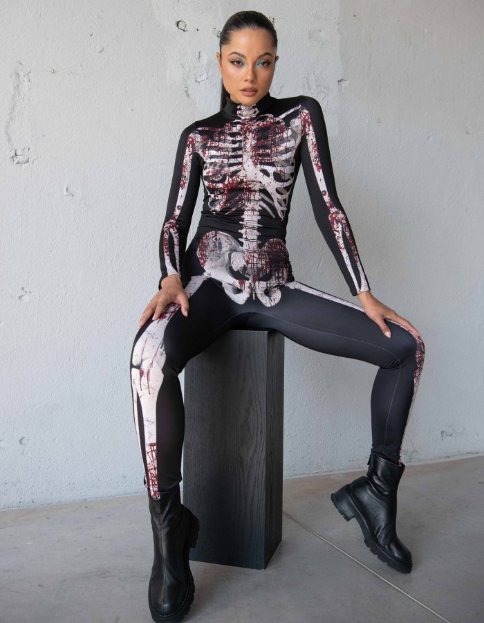 Bloody Skeleton Halloween Costume Women, Get Your Spooky Vibes with This Halloween full Body Suit