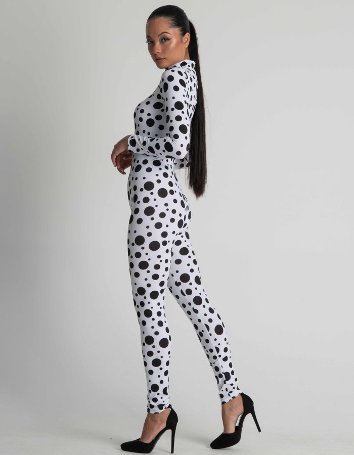 Funky Black and White Polkadot Sexy Bodysuit for Women