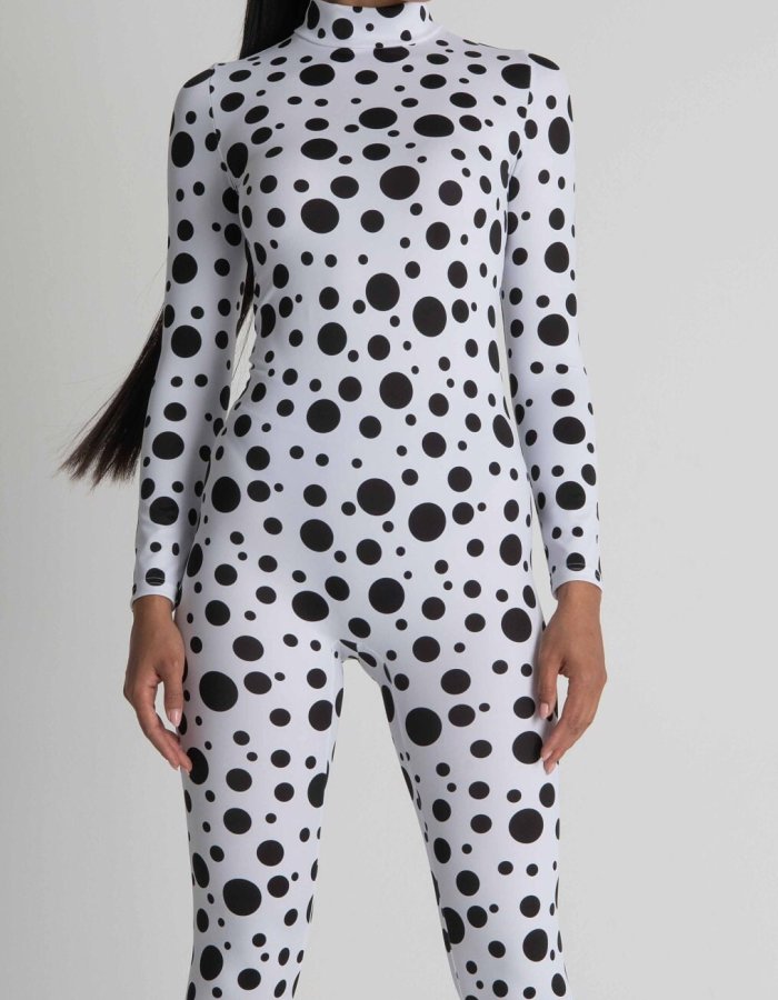 Funky Black and White Polkadot Sexy Bodysuit for Women