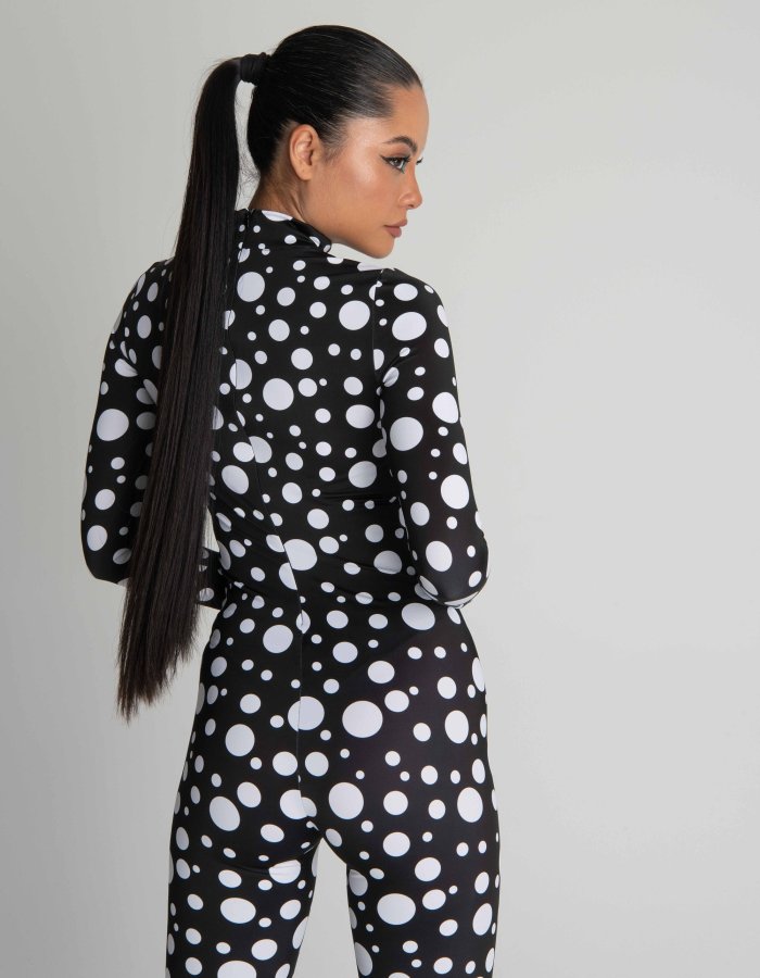 Polkadot Sexy Bodysuit - Edgy Black and White Design